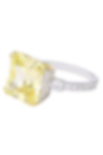 Rhodium and Gold Dual Finish Yellow and White Zircons Ring by Tsara