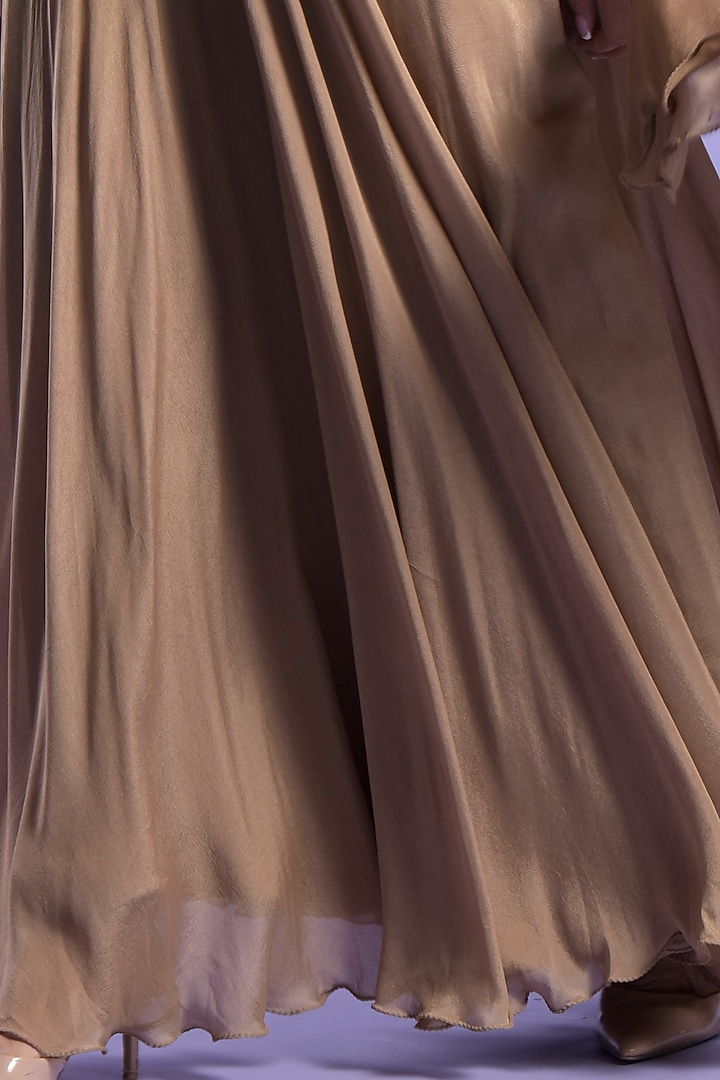 Gold Crepe Silk Palazzo Pant Set by Two Sisters By Gyans at Pernia's Pop Up Shop