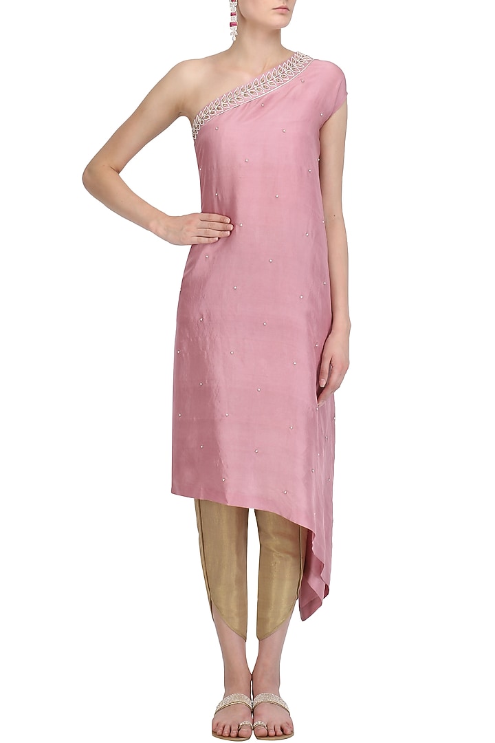 Pink Mul Aastey Kaftan Dhoti Set main image 1