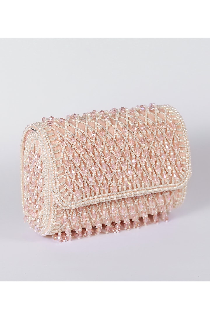 Pink Suede Hand Embroidered Clutch by THE TAN CLAN at Pernia's Pop Up Shop