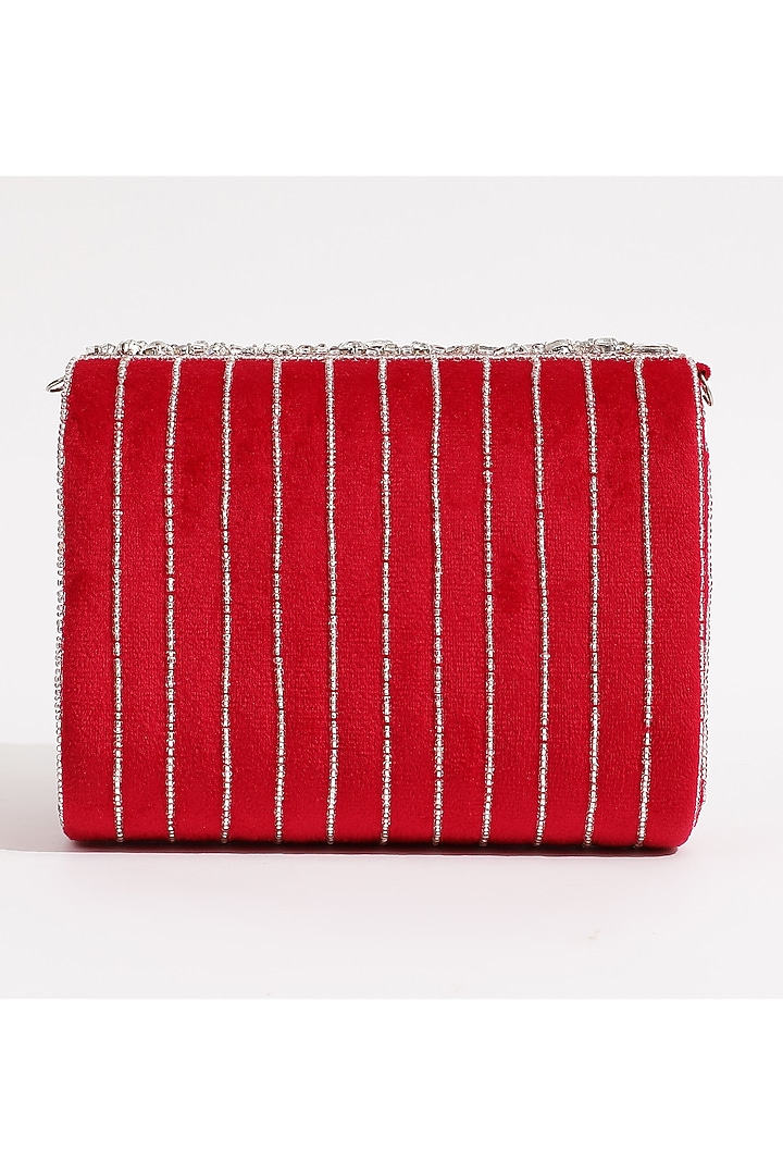 Red Suede Embellished Clutch by THE TAN CLAN at Pernia's Pop Up Shop
