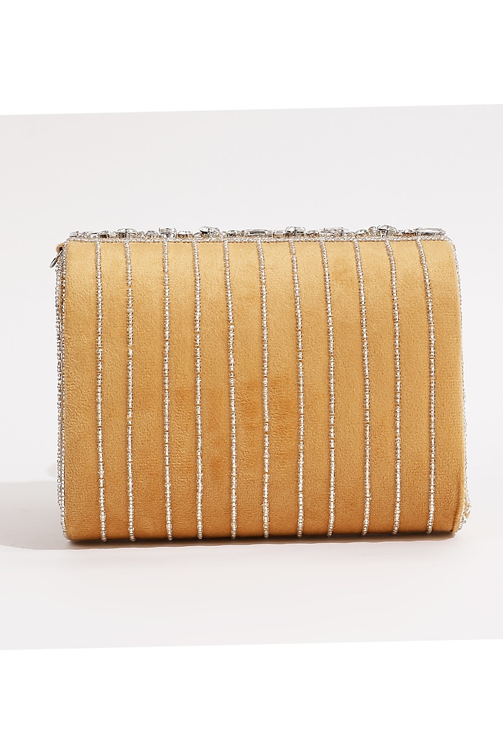 Gold Suede Embellished Clutch by THE TAN CLAN at Pernia's Pop Up Shop