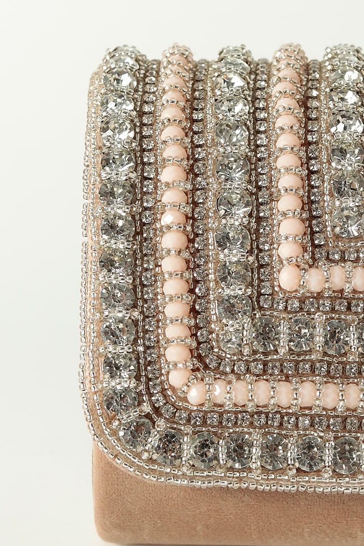 Beige Suede Hand Embroidered Clutch by THE TAN CLAN at Pernia's Pop Up Shop