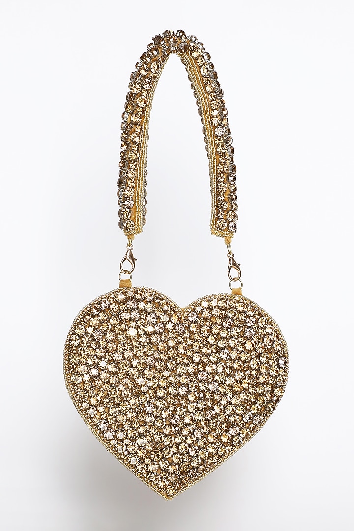 Gold Suede Embellished Flap Bag by THE TAN CLAN at Pernia's Pop Up Shop