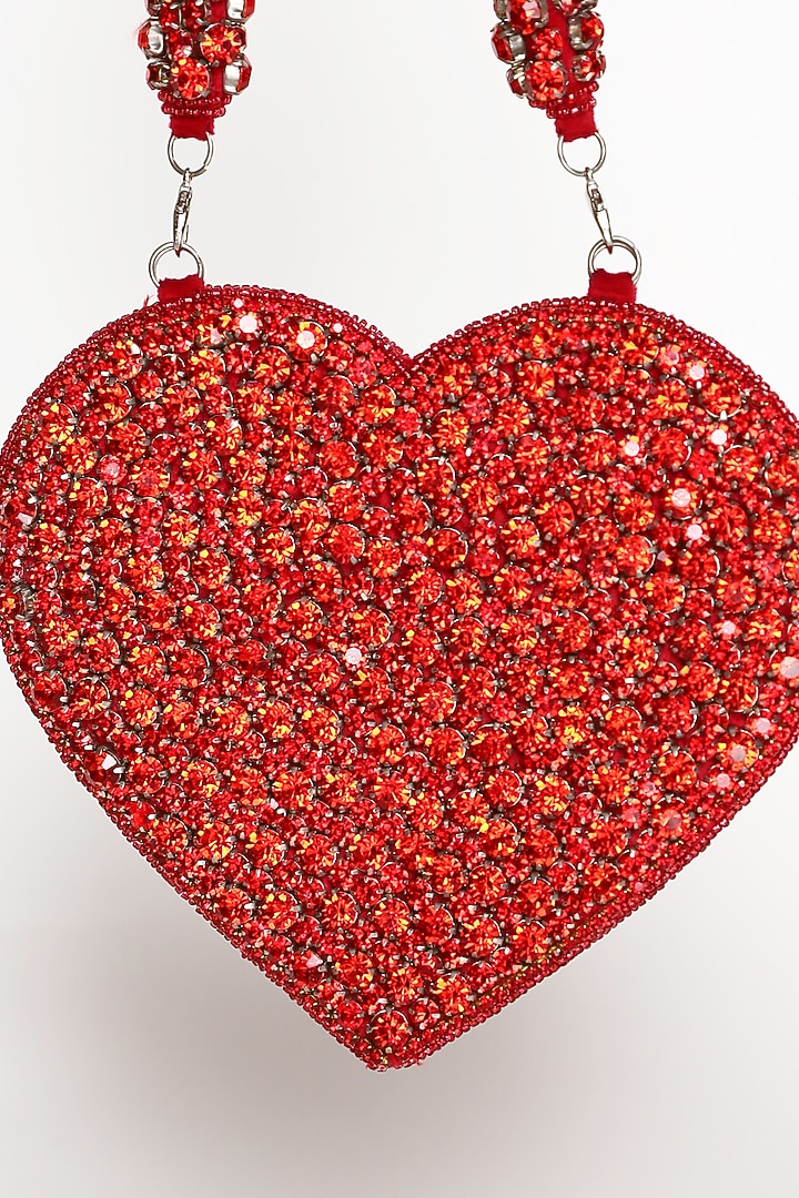 Red Suede Embellished Flap Bag by THE TAN CLAN at Pernia's Pop Up Shop