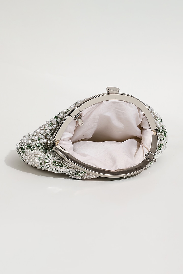White Velvet Hand Embroidered Clutch by THE TAN CLAN at Pernia's Pop Up Shop