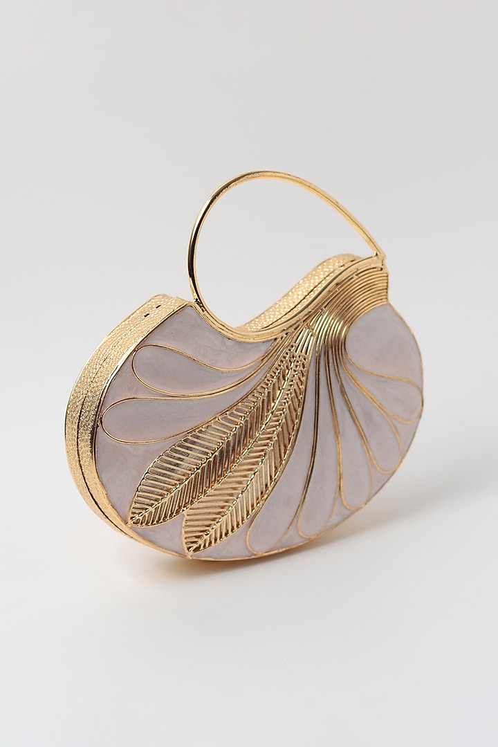 Golden Brass Embellished Handcrafted Clutch by THE TAN CLAN at Pernia's Pop Up Shop