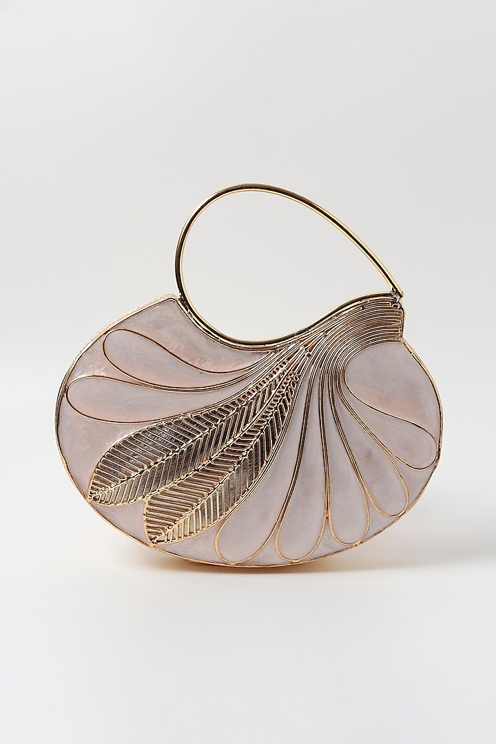 Golden Brass Embellished Handcrafted Clutch by THE TAN CLAN at Pernia's Pop Up Shop