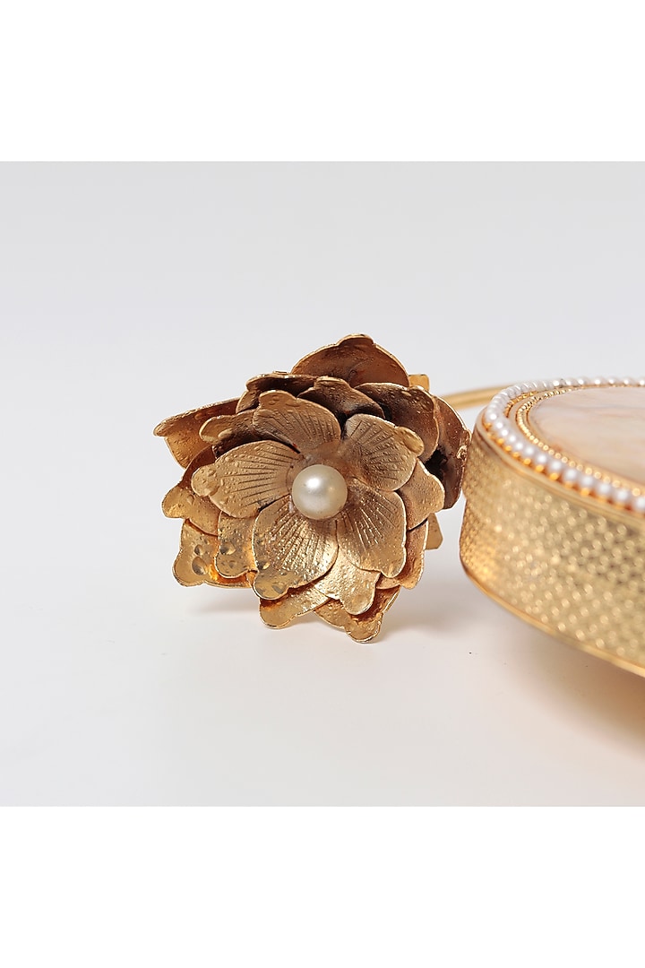Golden Brass Embellished Handcrafted Clutch by THE TAN CLAN at Pernia's Pop Up Shop