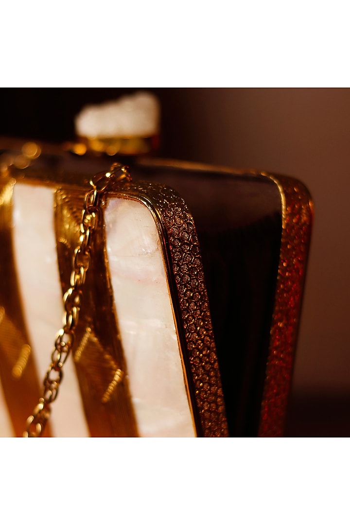 Gold Brass Embellished Handcrafted Clutch by THE TAN CLAN at Pernia's Pop Up Shop