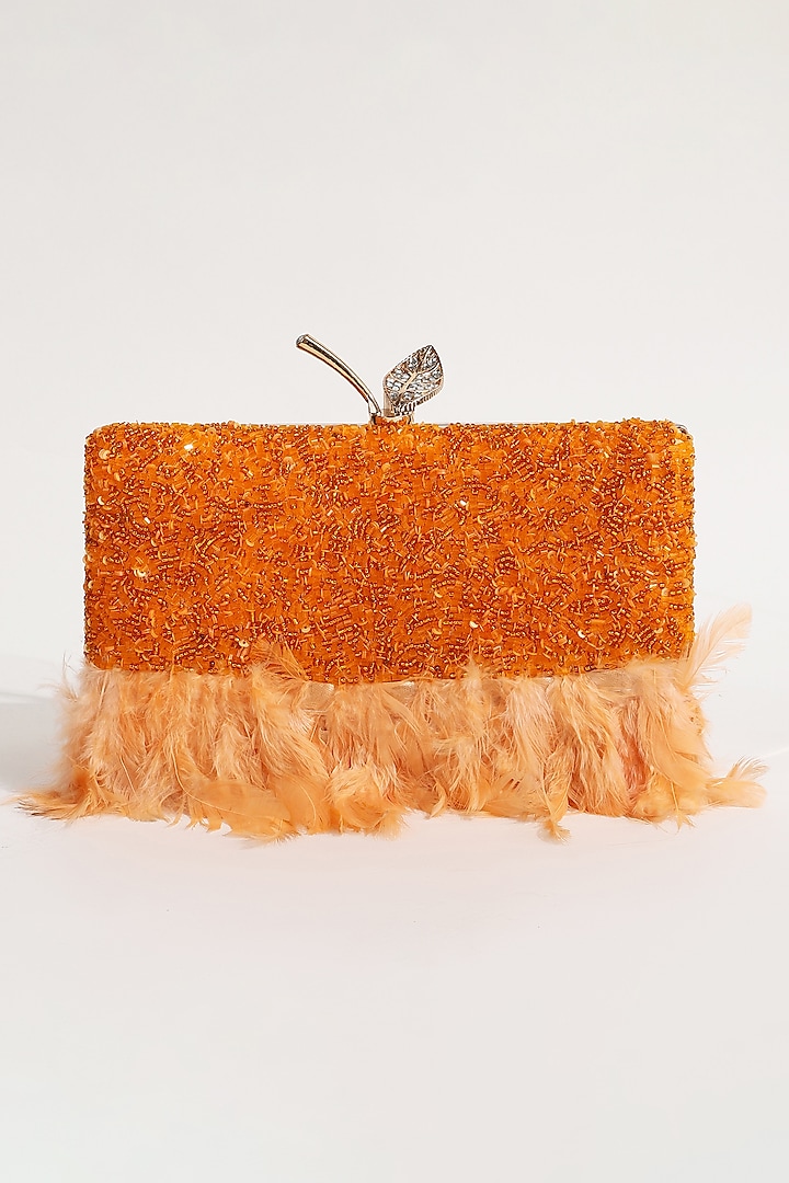Peach Suede Hand Embroidered Handcrafted Clutch by THE TAN CLAN