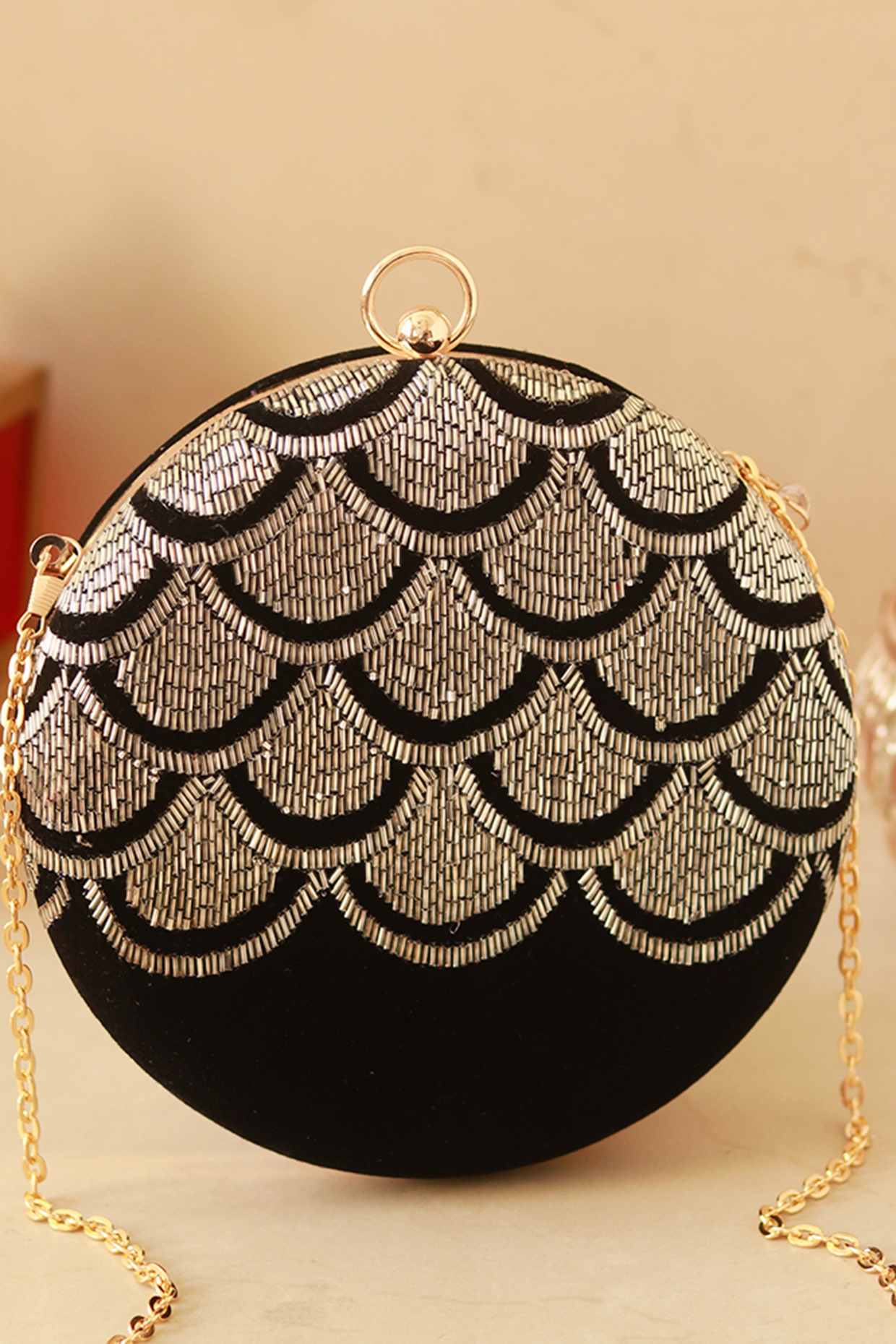 Silver Velvet Hand Embroidered Clutch by THE TAN CLAN at Pernia's Pop Up Shop