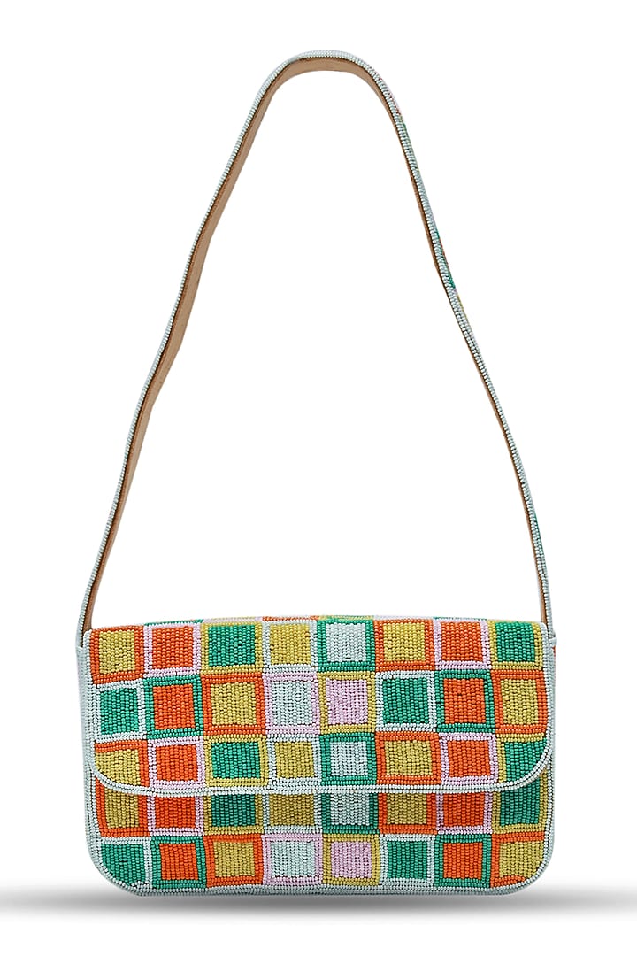 Multi-Colored Suede Embellished Handcrafted Shoulder Bag by THE TAN CLAN at Pernia's Pop Up Shop