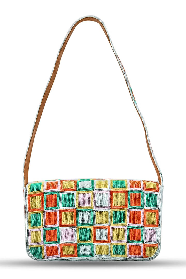 Multi-Colored Suede Embellished Handcrafted Shoulder Bag by THE TAN CLAN at Pernia's Pop Up Shop
