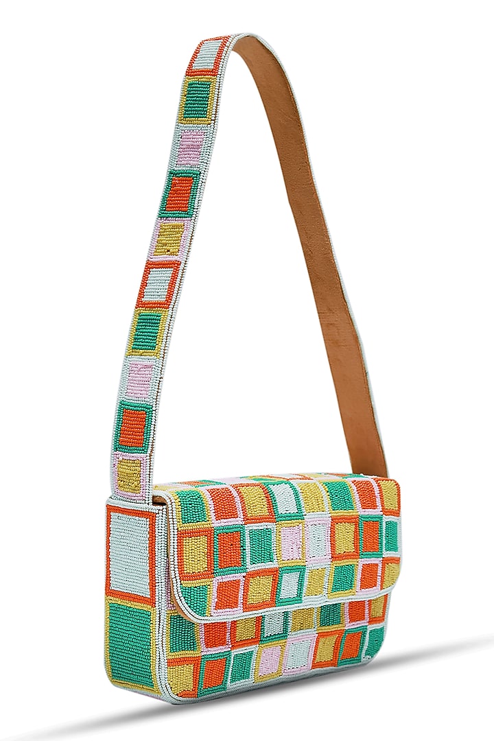 Multi-Colored Suede Embellished Handcrafted Shoulder Bag by THE TAN CLAN at Pernia's Pop Up Shop