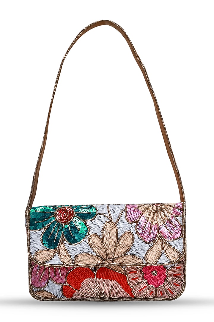 Multi-Colored Suede Embellished Handcrafted Shoulder Bag by THE TAN CLAN at Pernia's Pop Up Shop