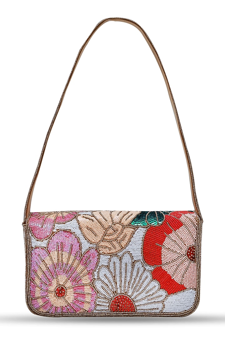 Multi-Colored Suede Embellished Handcrafted Shoulder Bag by THE TAN CLAN at Pernia's Pop Up Shop