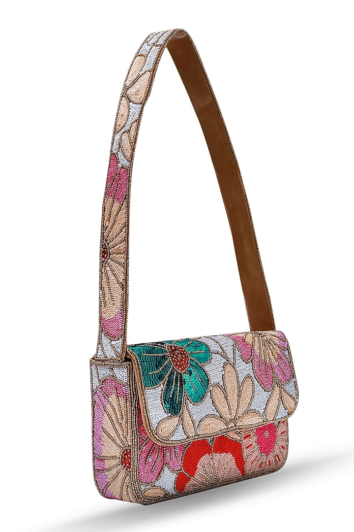 Multi-Colored Suede Embellished Handcrafted Shoulder Bag by THE TAN CLAN at Pernia's Pop Up Shop