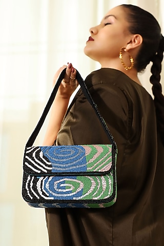 Multi-Colored Suede Embellished Handcrafted Shoulder Bag by THE TAN CLAN