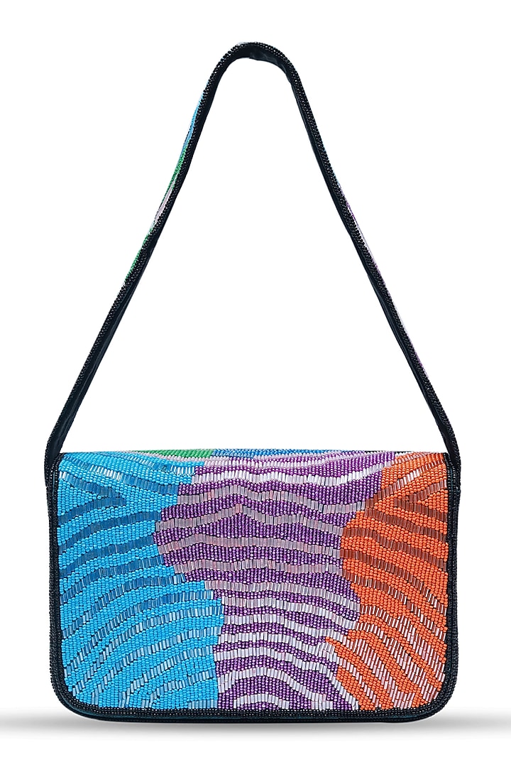 Multi-Colored Suede Embellished Handcrafted Shoulder Bag by THE TAN CLAN at Pernia's Pop Up Shop