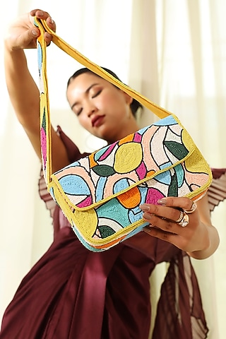 Multi-Colored Suede Embellished Handcrafted Shoulder Bag by THE TAN CLAN