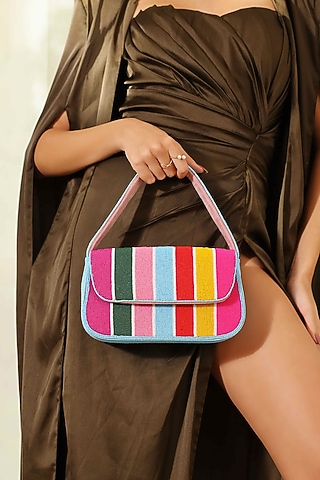 Multi-Colored Suede Embellished Handcrafted Shoulder Bag by THE TAN CLAN