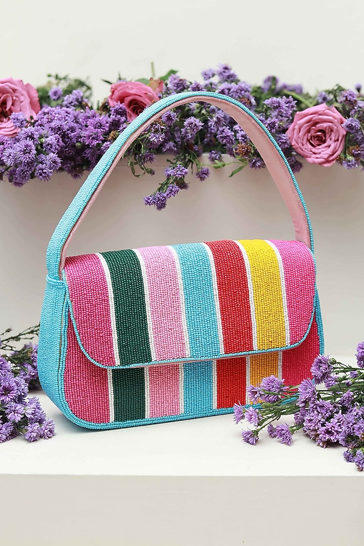 Multi-Colored Suede Embellished Handcrafted Shoulder Bag by THE TAN CLAN at Pernia's Pop Up Shop
