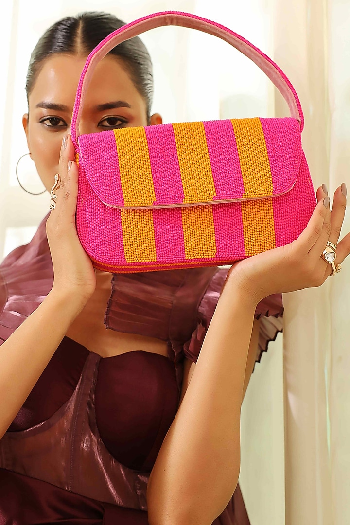 Multi-Colored Suede Embellished Handcrafted Shoulder Bag by THE TAN CLAN at Pernia's Pop Up Shop