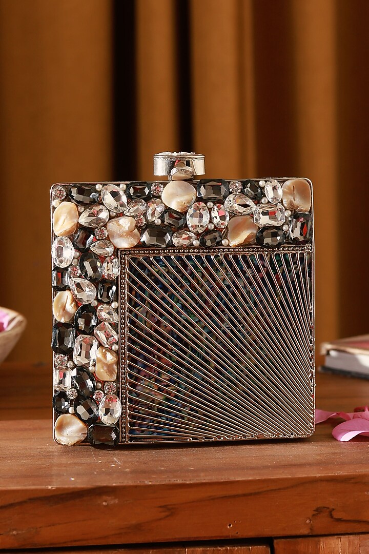 Silver Metal Handcrafted Clutch by THE TAN CLAN at Pernia's Pop Up Shop