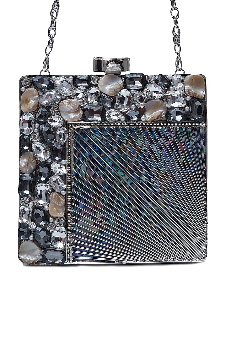 Silver Metal Handcrafted Clutch by THE TAN CLAN at Pernia's Pop Up Shop