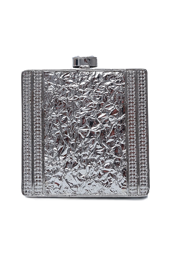 Silver Metal Handcrafted Clutch by THE TAN CLAN at Pernia's Pop Up Shop