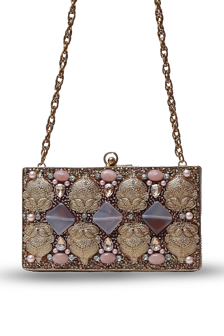 Gold Metal Handcrafted Clutch by THE TAN CLAN at Pernia's Pop Up Shop