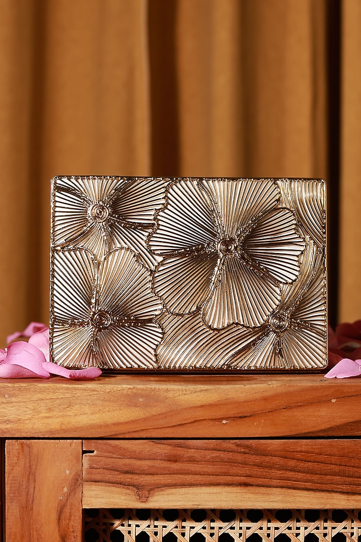 Gold Metal Handcrafted Clutch by THE TAN CLAN at Pernia's Pop Up Shop