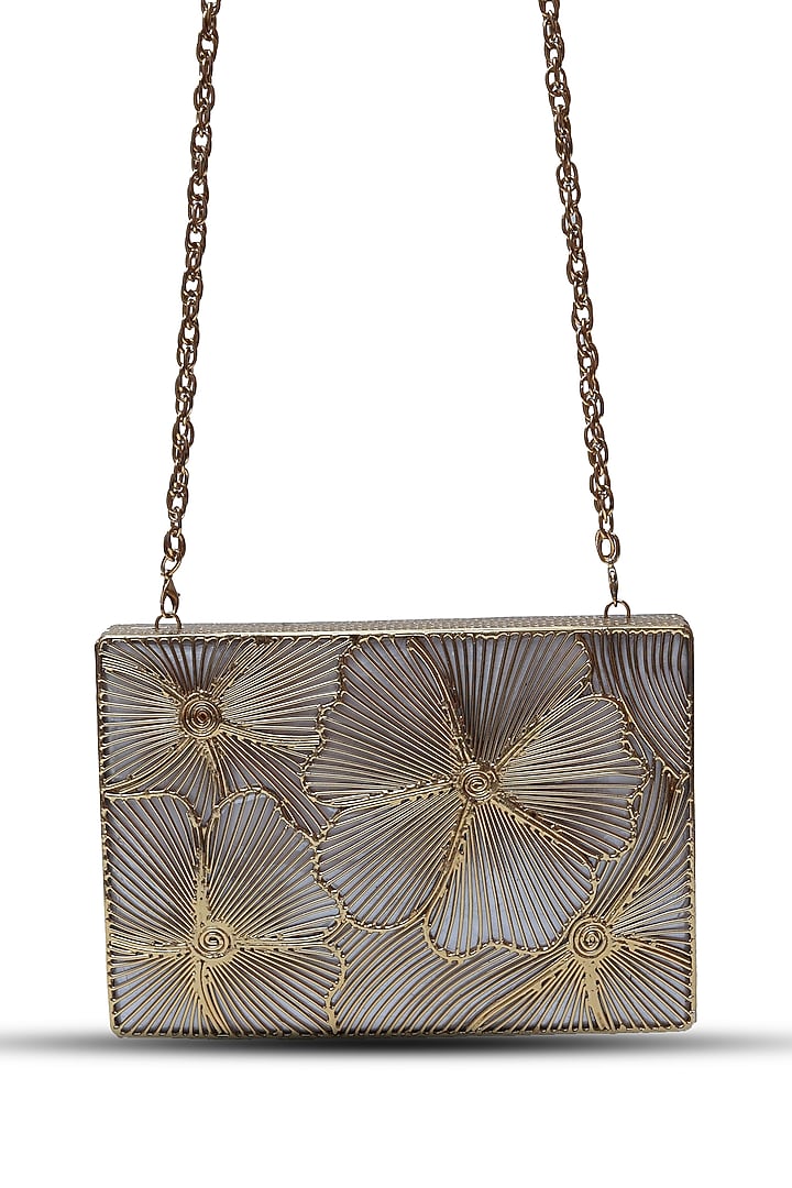 Gold Metal Handcrafted Clutch by THE TAN CLAN at Pernia's Pop Up Shop