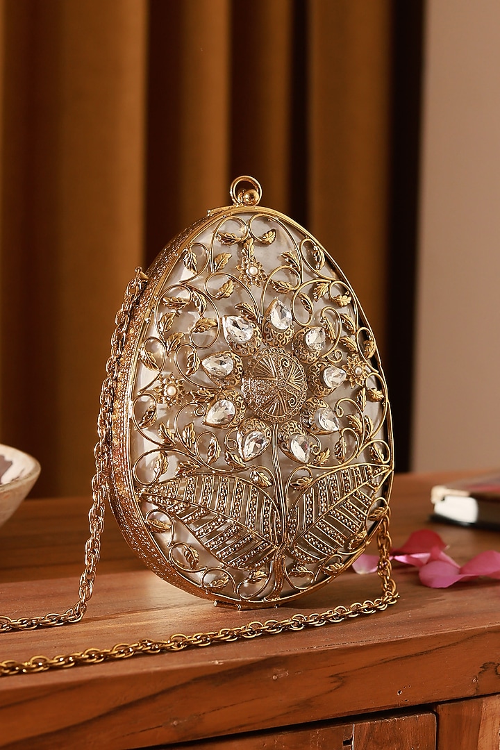 Gold Metal Handcrafted Clutch by THE TAN CLAN at Pernia's Pop Up Shop
