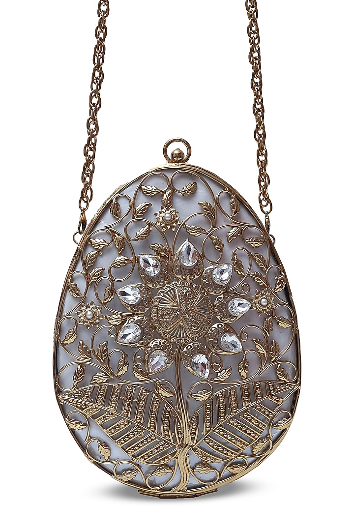 Gold Metal Handcrafted Clutch by THE TAN CLAN at Pernia's Pop Up Shop
