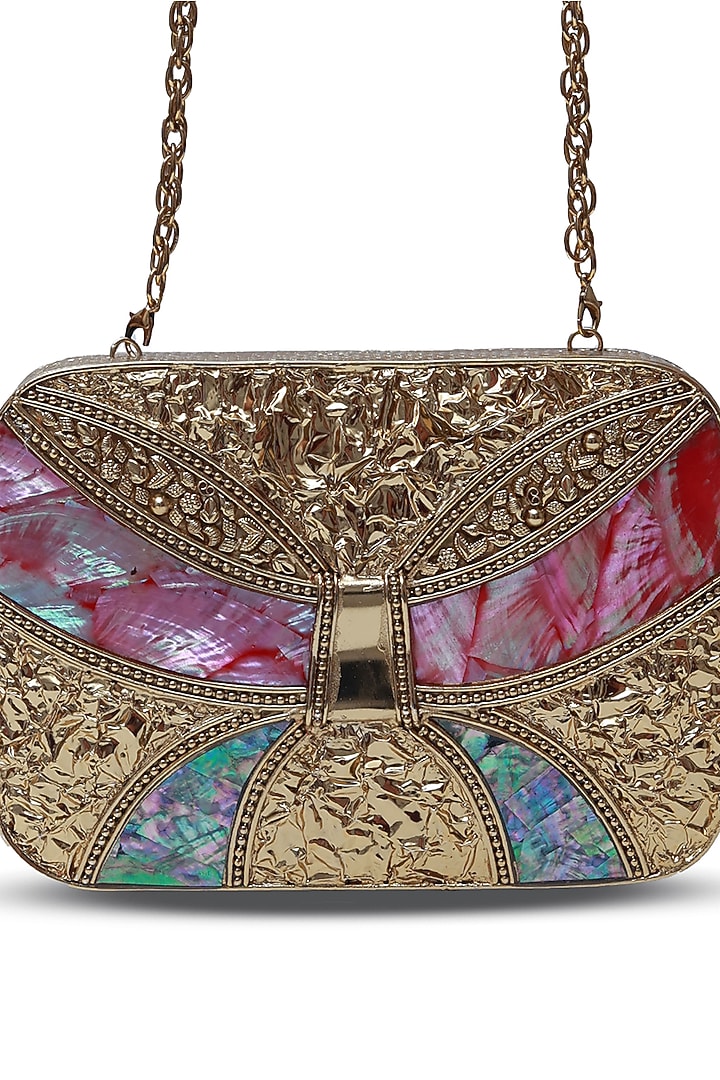 Gold Metal Handcrafted Clutch by THE TAN CLAN at Pernia's Pop Up Shop