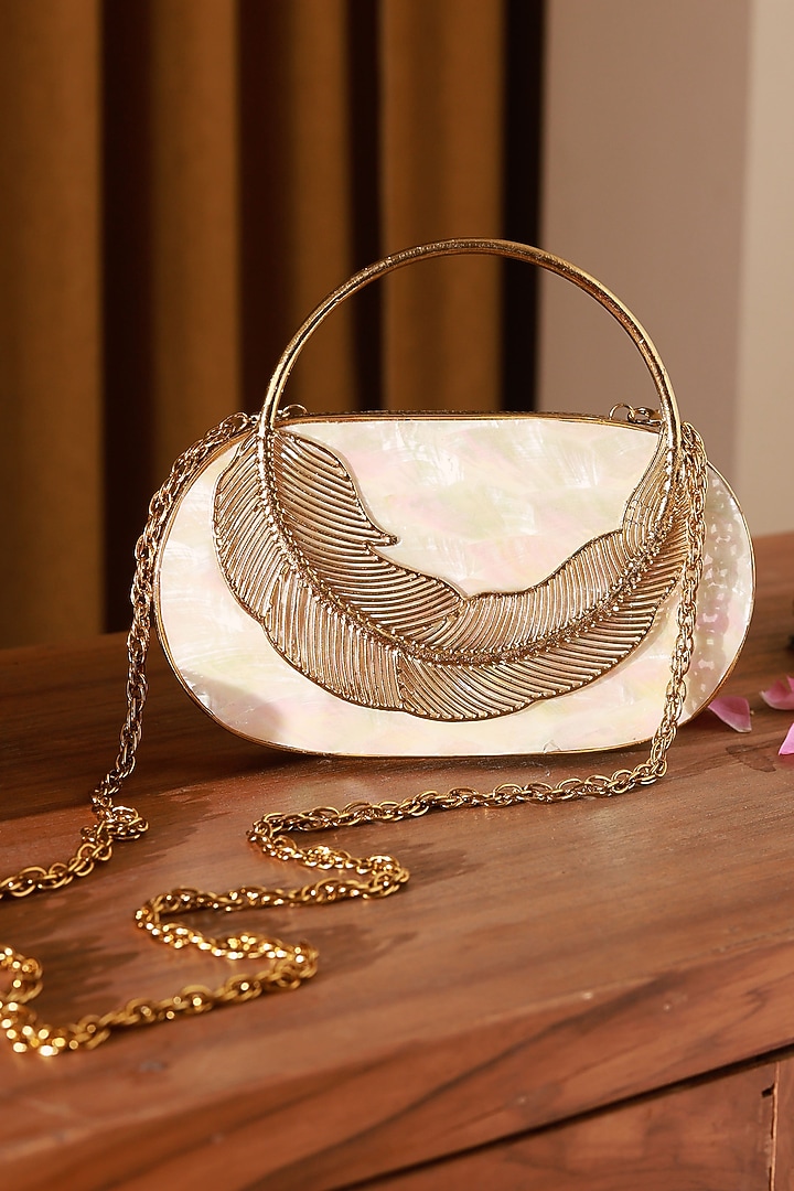 Gold Metal Handcrafted Clutch by THE TAN CLAN at Pernia's Pop Up Shop
