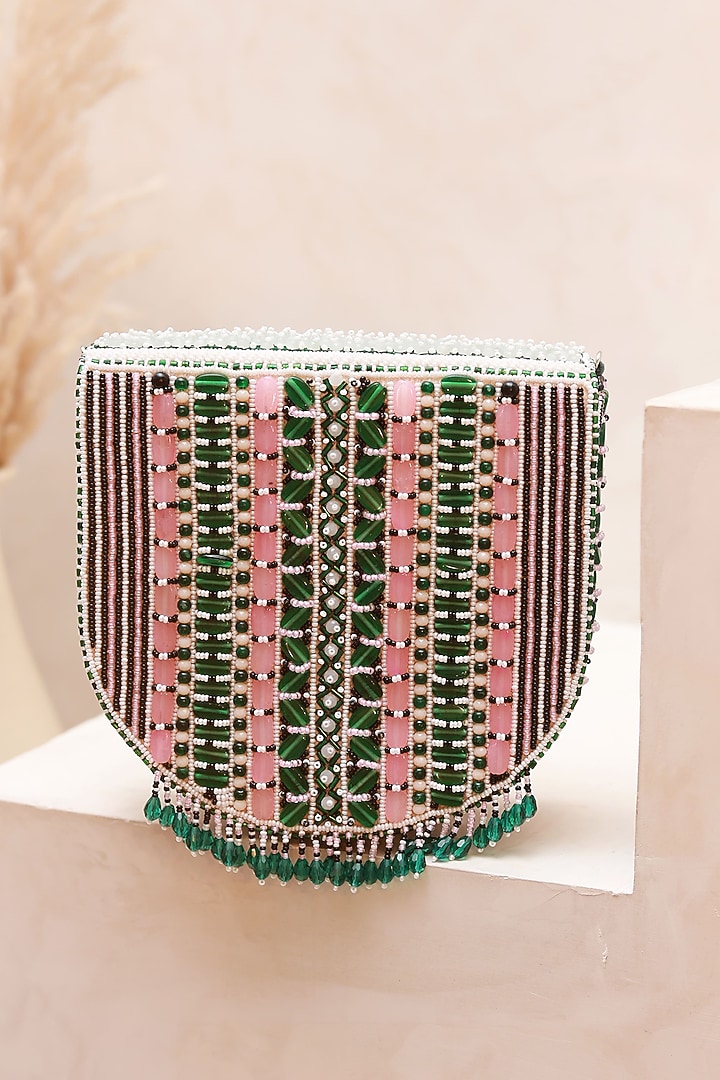 Green Suede Handcrafted Structured Bags by THE TAN CLAN at Pernia's Pop Up Shop
