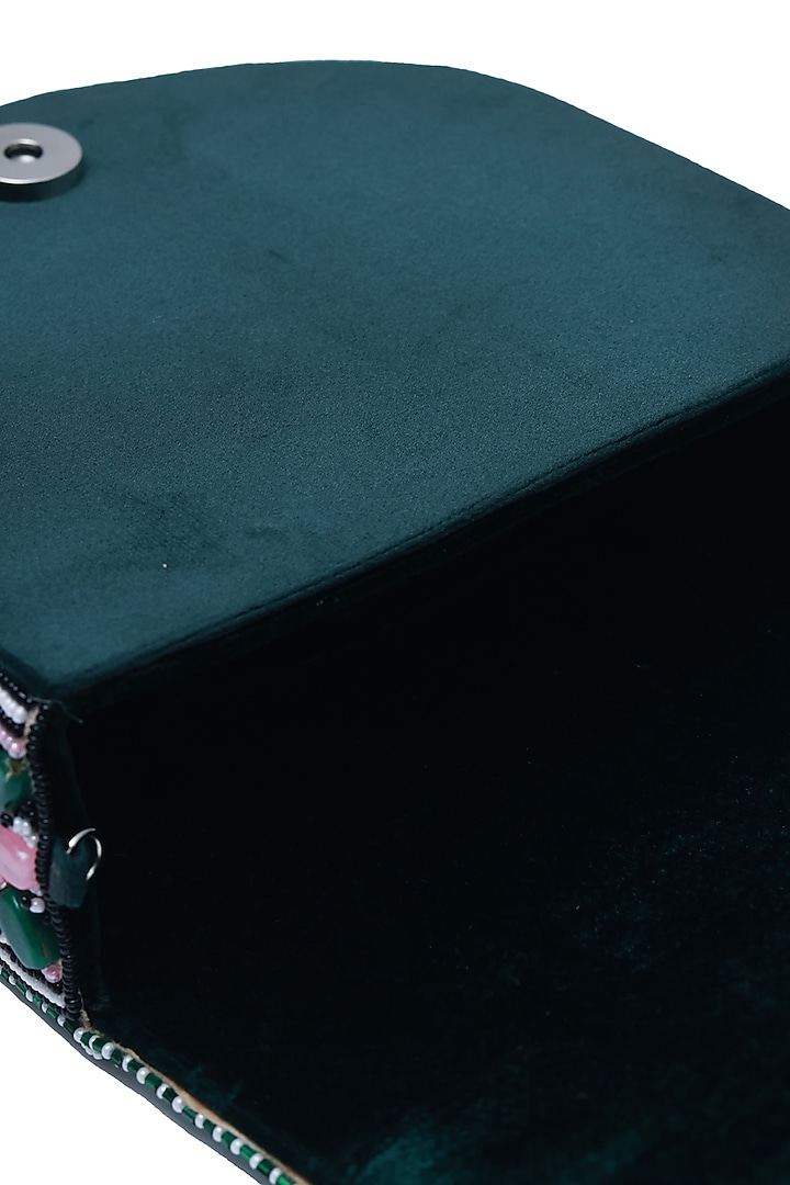 Green Suede Handcrafted Structured Bags by THE TAN CLAN at Pernia's Pop Up Shop