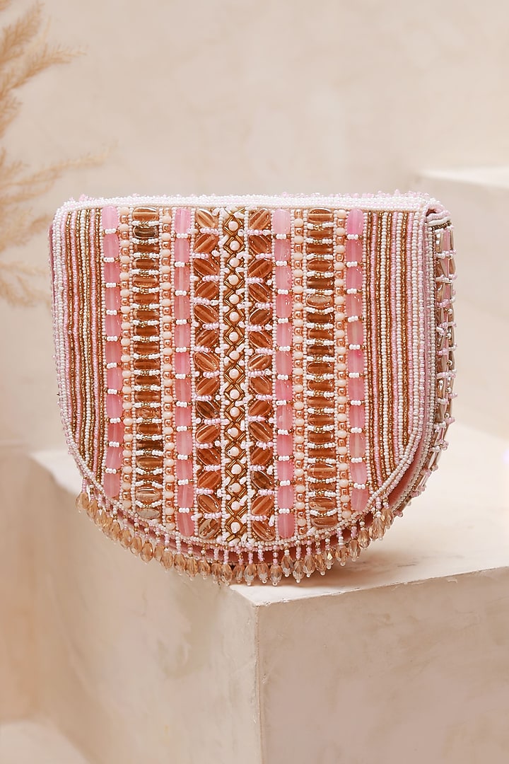 Pink Suede Handcrafted Structured Bags by THE TAN CLAN at Pernia's Pop Up Shop