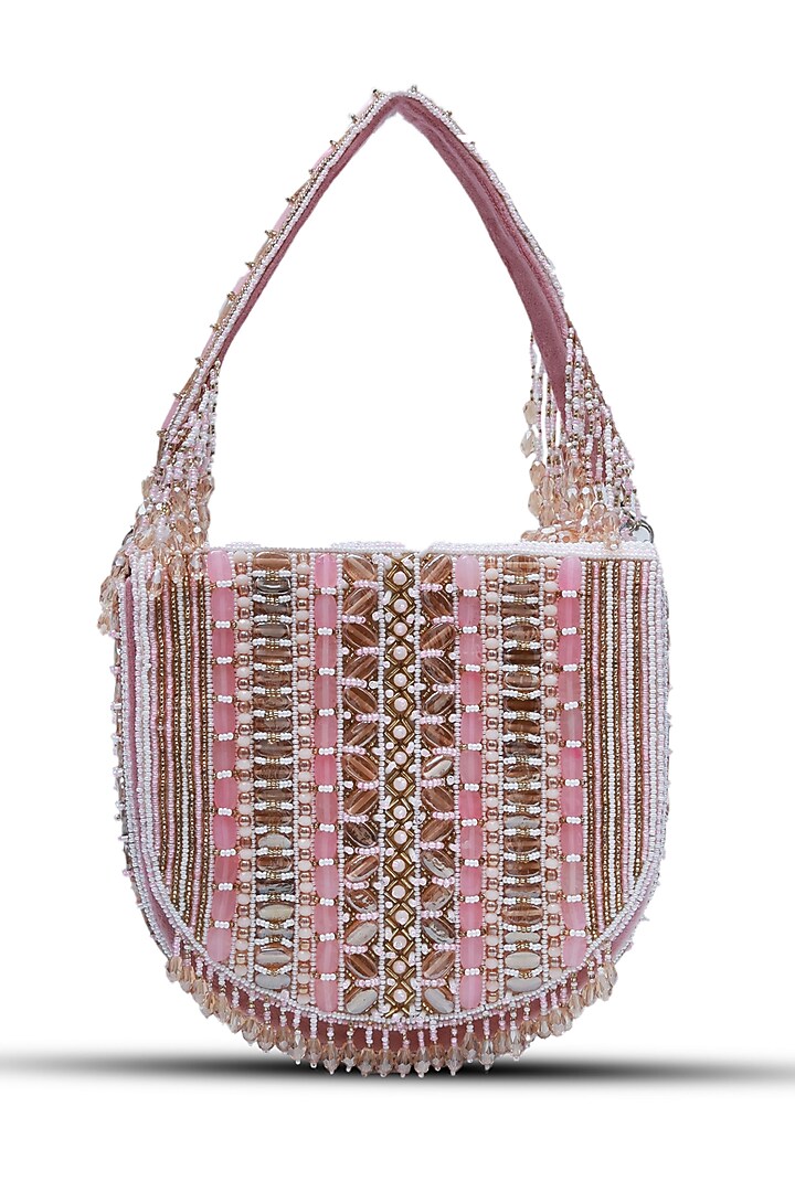 Pink Suede Handcrafted Structured Bags by THE TAN CLAN at Pernia's Pop Up Shop