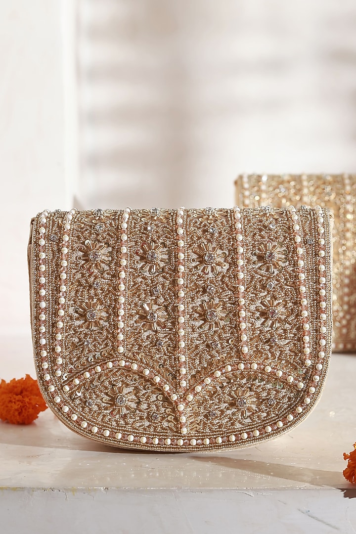 Beige Suede Handcrafted Structured Bags by THE TAN CLAN at Pernia's Pop Up Shop