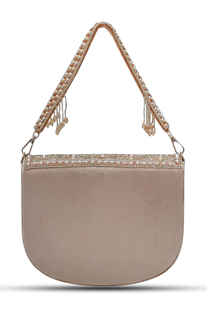 Beige Suede Handcrafted Structured Bags by THE TAN CLAN at Pernia's Pop Up Shop