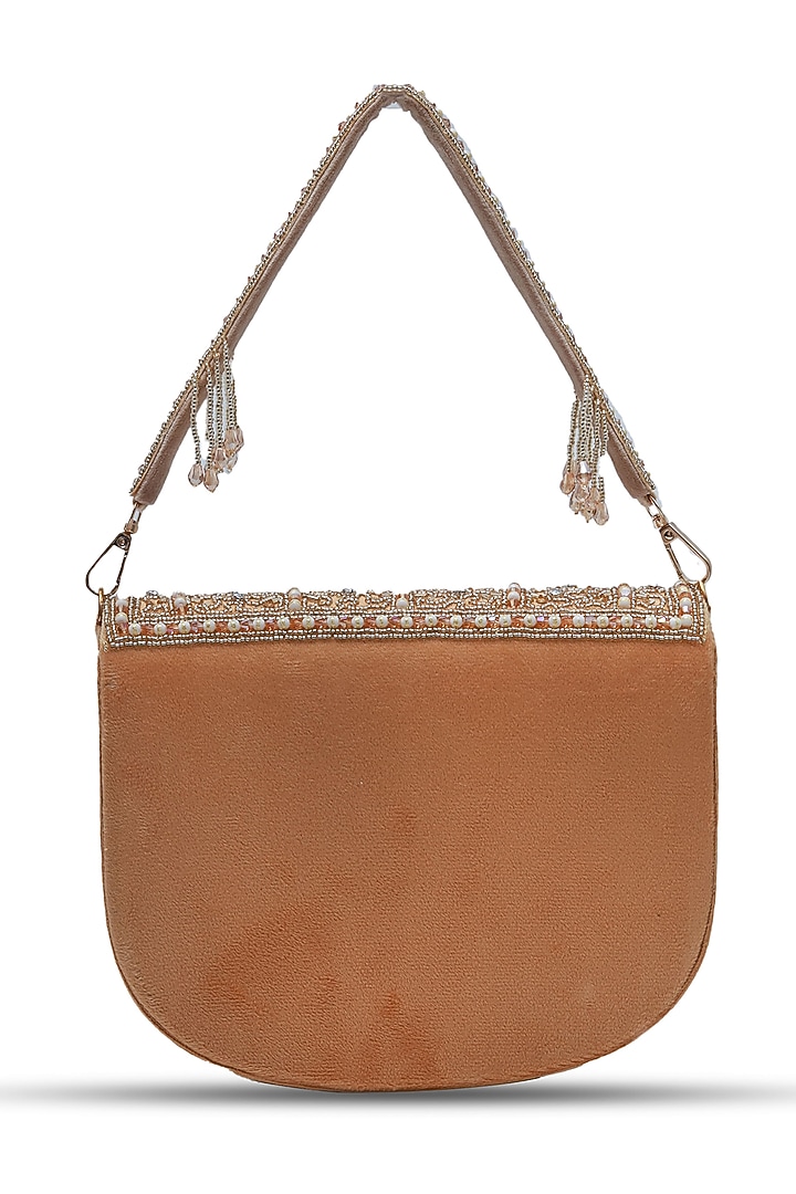 Gold Suede Handcrafted Structured Bags by THE TAN CLAN at Pernia's Pop Up Shop