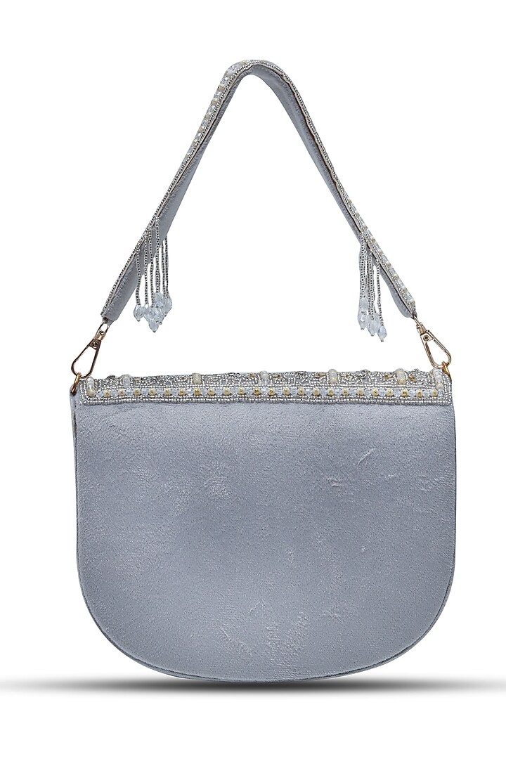 Grey Suede Handcrafted Structured Bags by THE TAN CLAN at Pernia's Pop Up Shop