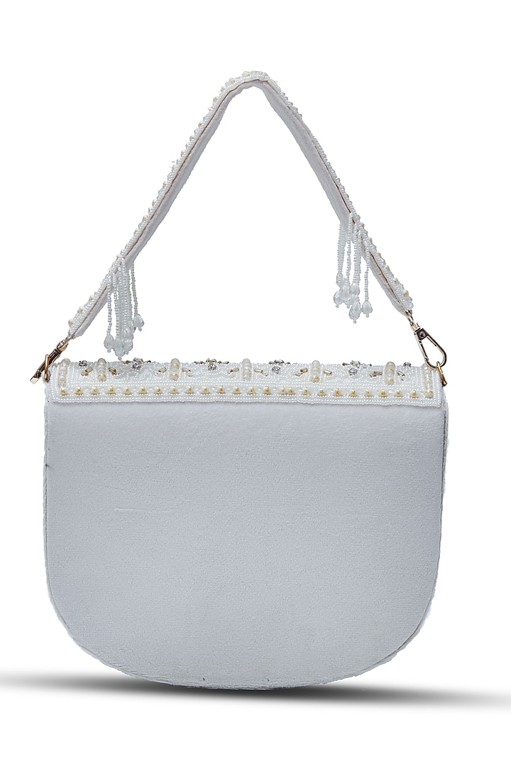 White Suede Handcrafted Structured Bags by THE TAN CLAN at Pernia's Pop Up Shop