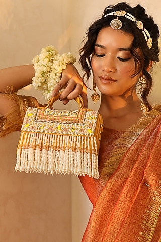 Yellow Suede Handcrafted Structured Bags by THE TAN CLAN