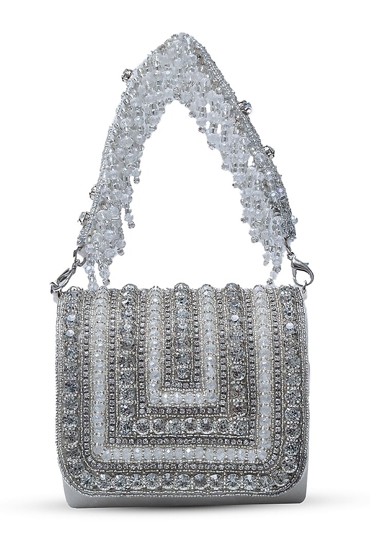 White Suede Handcrafted Structured Bags by THE TAN CLAN at Pernia's Pop Up Shop