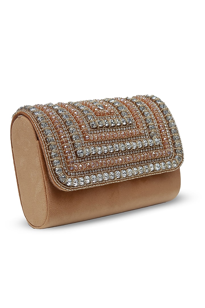 Gold Suede Handcrafted Structured Bags by THE TAN CLAN at Pernia's Pop Up Shop